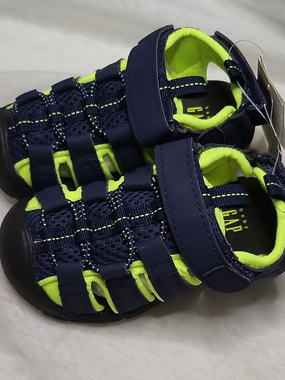 GAP Navy and Neon Yellow Kids Sport Sandals